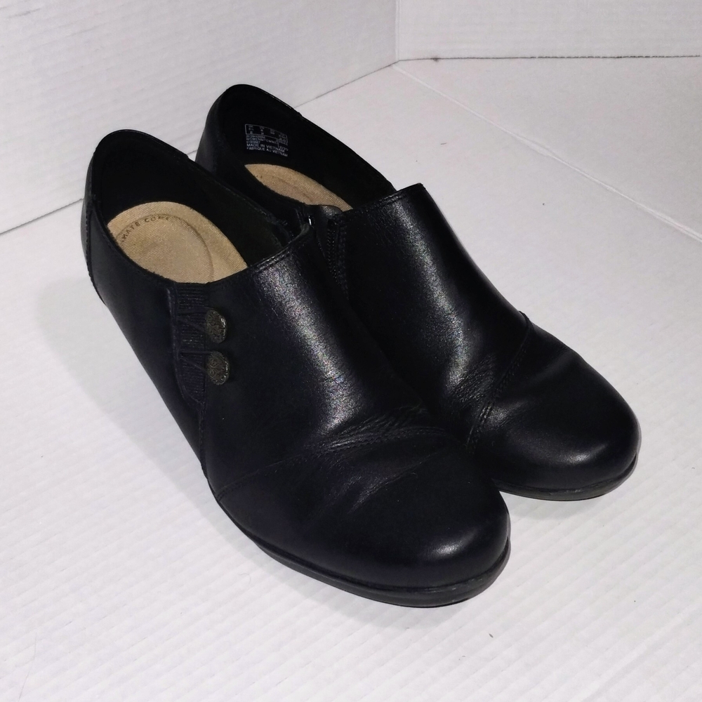 Clarks Black Leather Boot Heels